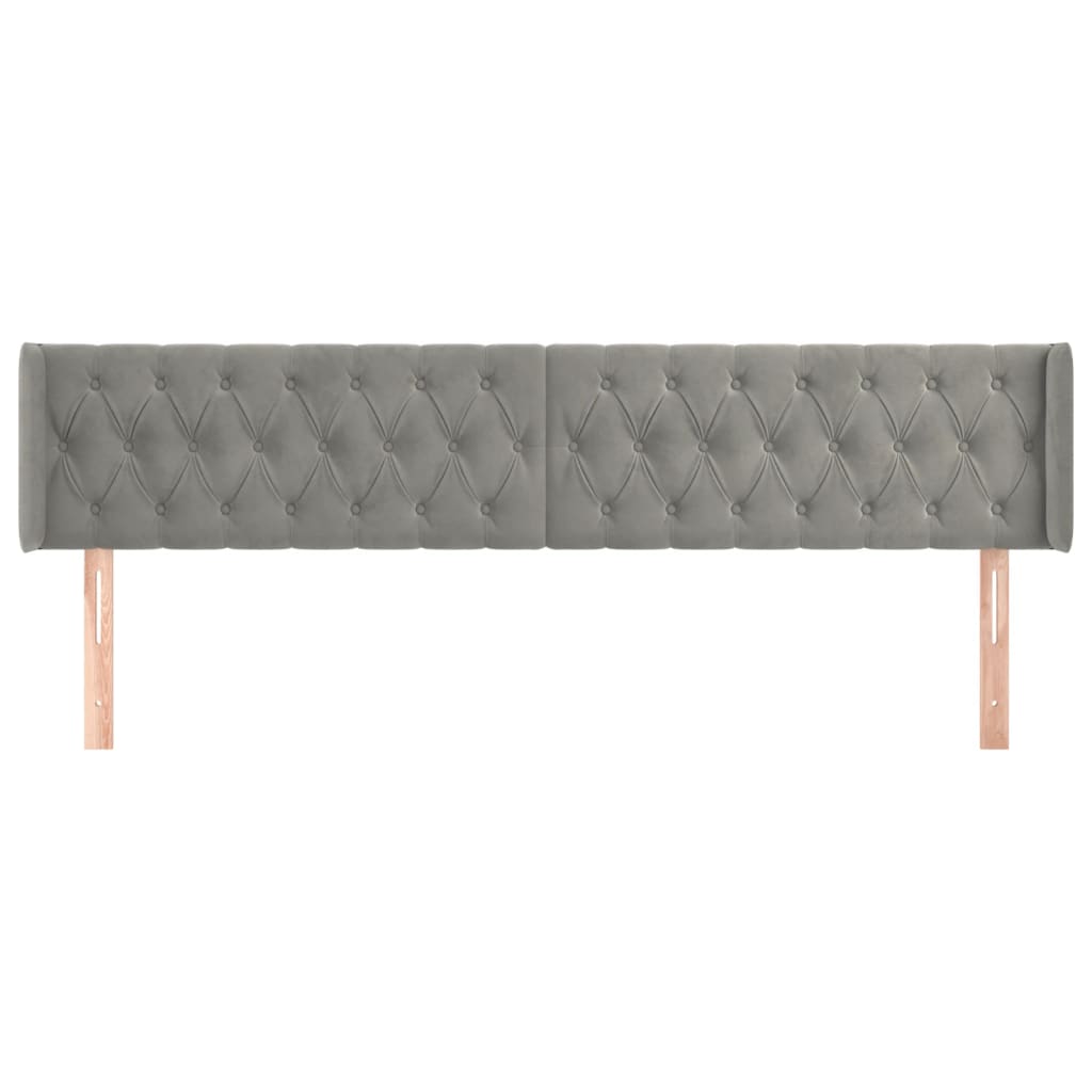 Hoofdbord Met Randen Fluweel 183 x 16 x 78/88 cm Lichtgrijs