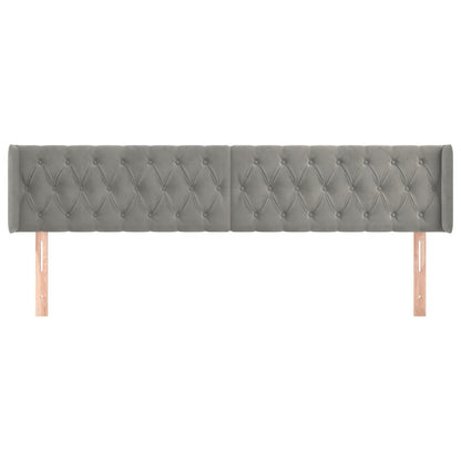 Hoofdbord Met Randen Fluweel 183 x 16 x 78/88 cm Lichtgrijs