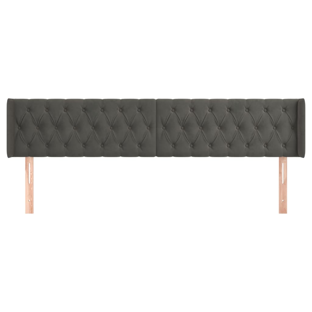 Hoofdbord Met Randen Fluweel 183 x 16 x 78/88 cm Donkergrijs