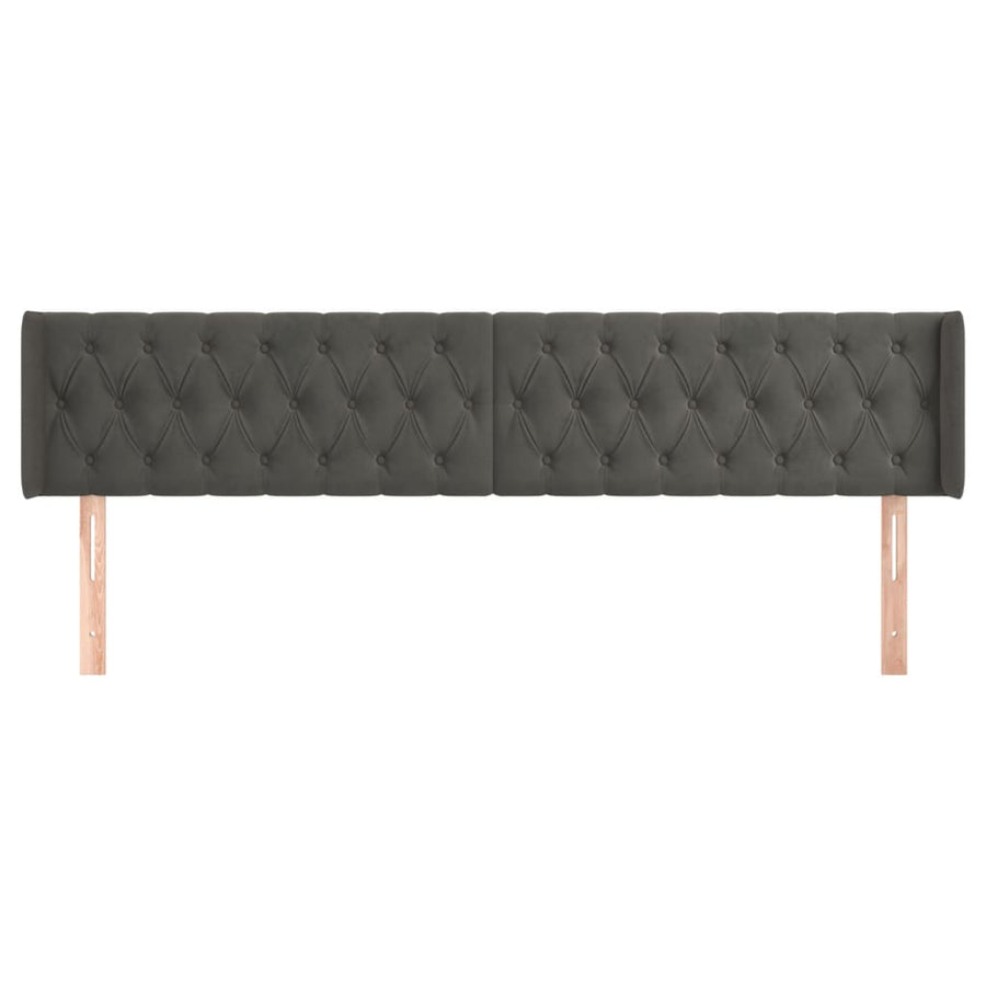 Hoofdbord Met Randen Fluweel 183 x 16 x 78/88 cm Donkergrijs