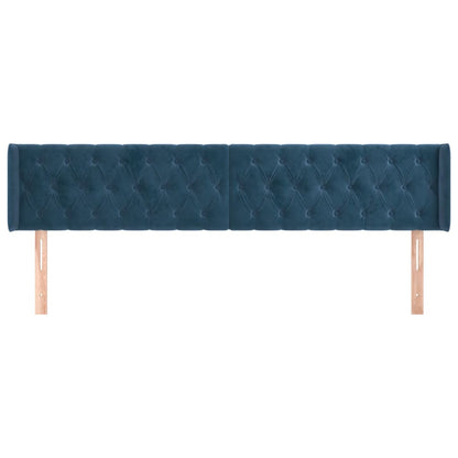 Hoofdbord met randen 183x16x78/88 cm fluweel donkerblauw