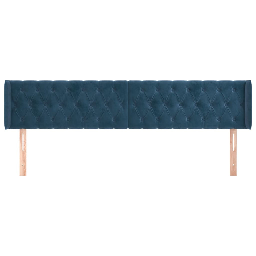Hoofdbord met randen 183x16x78/88 cm fluweel donkerblauw