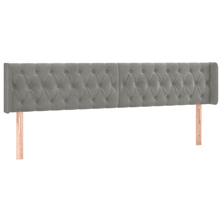 Hoofdbord Met Randen Fluweel 203 x 16 x 78/88 cm Lichtgrijs
