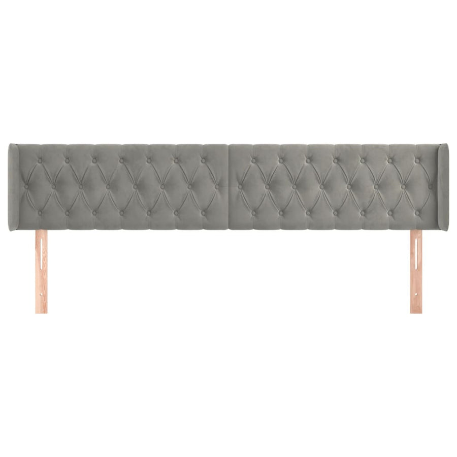 Hoofdbord Met Randen Fluweel 203 x 16 x 78/88 cm Lichtgrijs