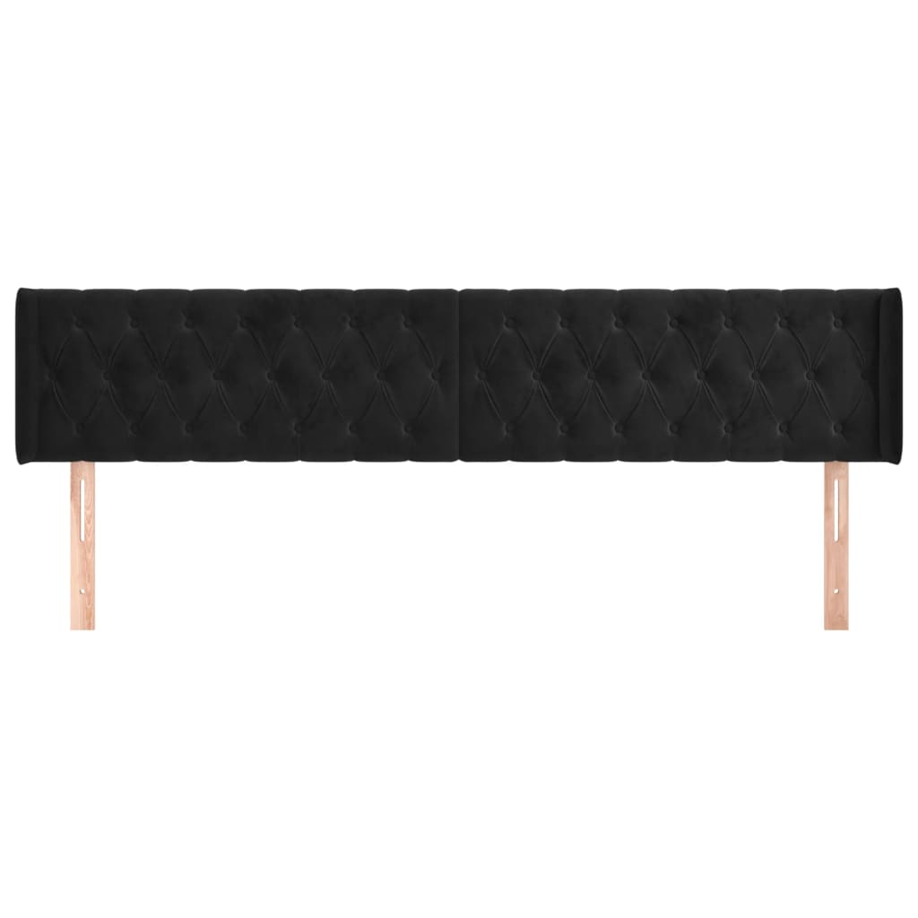 Hoofdbord Met Randen Fluweel 203 x 16 x 78/88 cm Zwart