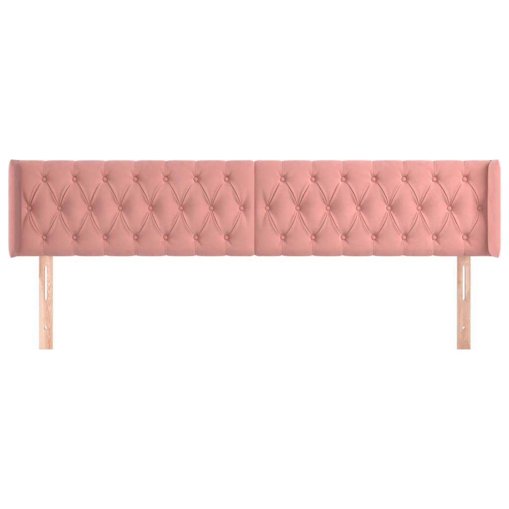 Hoofdbord Met Randen Fluweel 203 x 16 x 78/88 cm Roze