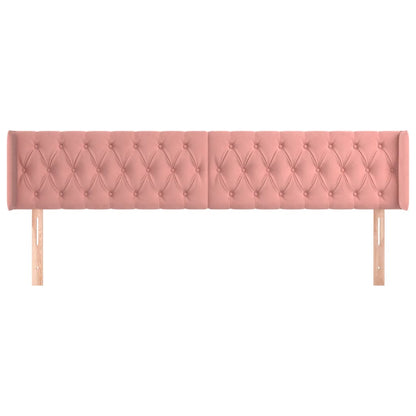 Hoofdbord Met Randen Fluweel 203 x 16 x 78/88 cm Roze