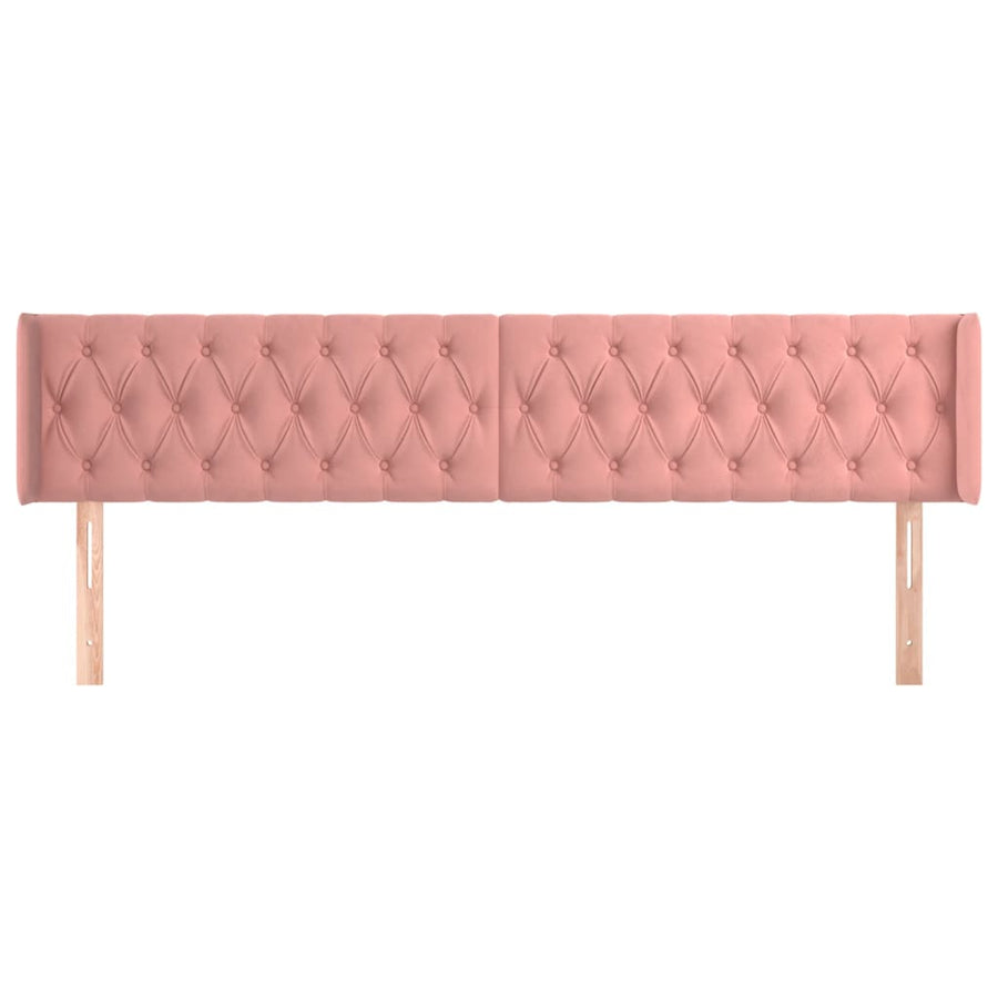 Hoofdbord Met Randen Fluweel 203 x 16 x 78/88 cm Roze