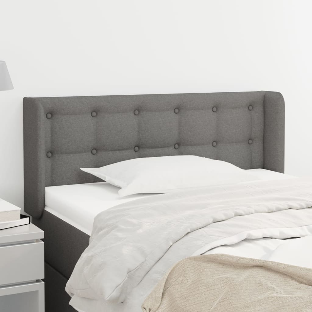 Hoofdbord Met Randen 203X16X78/88 Cm Stof Taupe