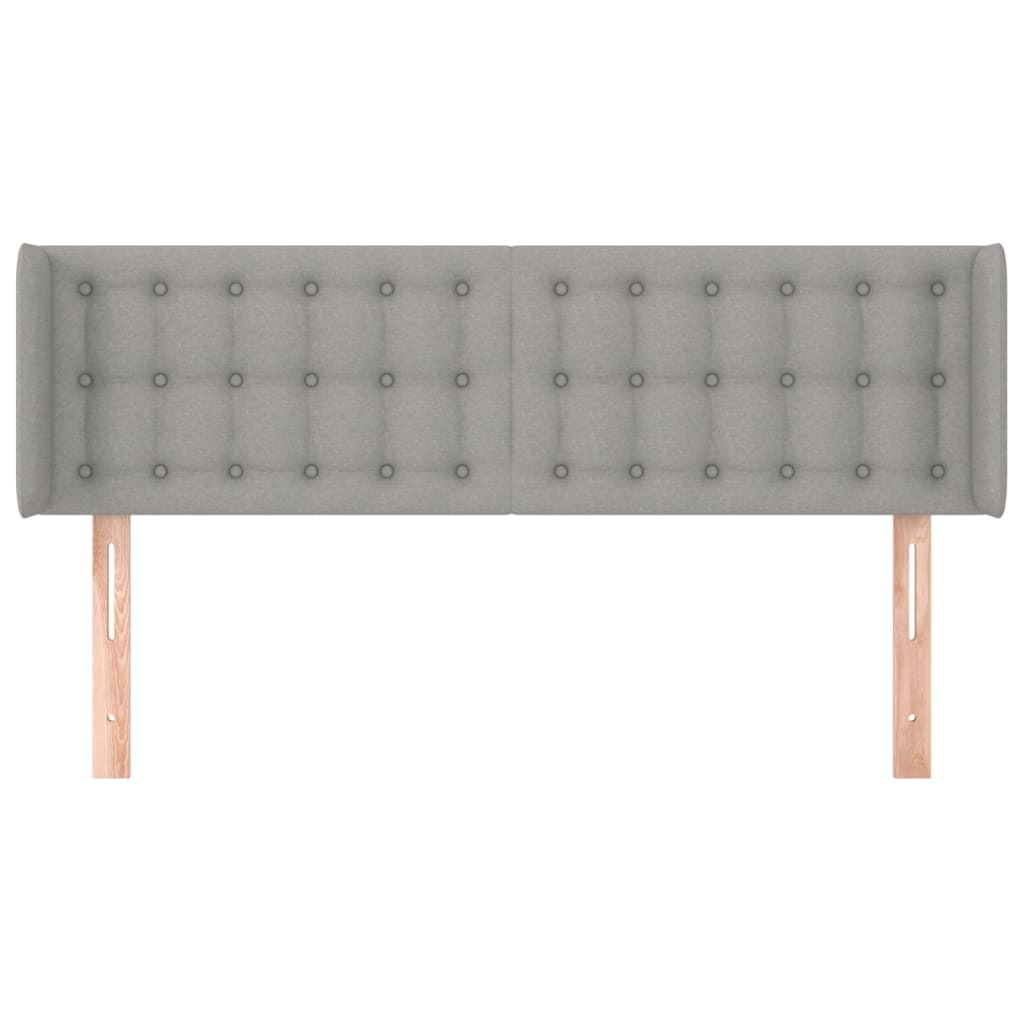 Hoofdbord Met Randen Stof 147 x 16 x 78/88 cm Lichtgrijs