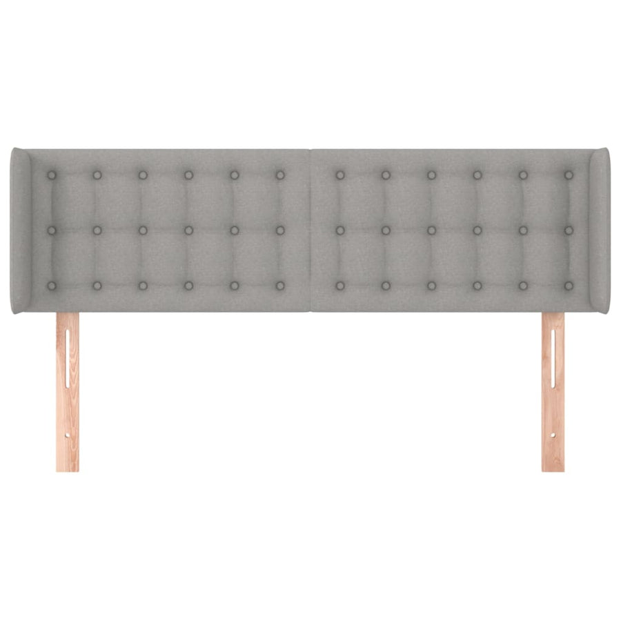 Hoofdbord Met Randen Stof 147 x 16 x 78/88 cm Lichtgrijs
