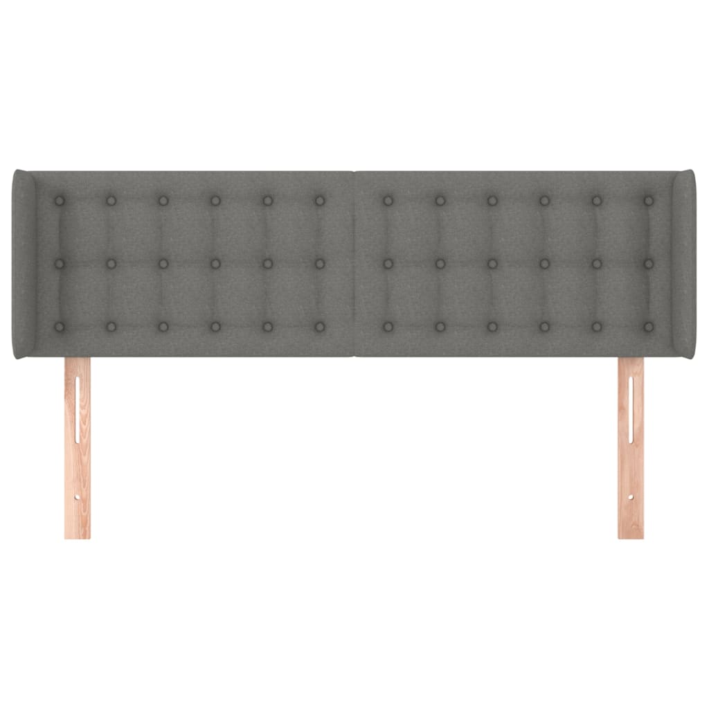 Hoofdbord Met Randen Stof 1 147 x 16 x 78/88 cm Donkergrijs
