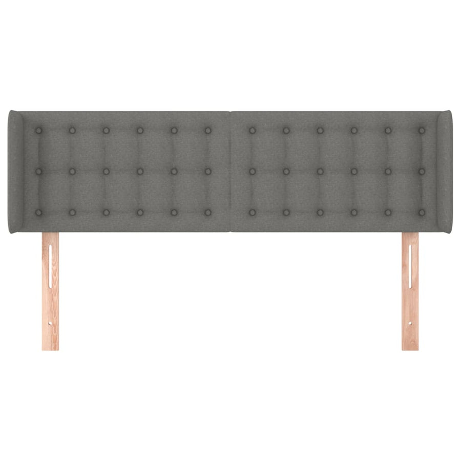 Hoofdbord Met Randen Stof 1 147 x 16 x 78/88 cm Donkergrijs