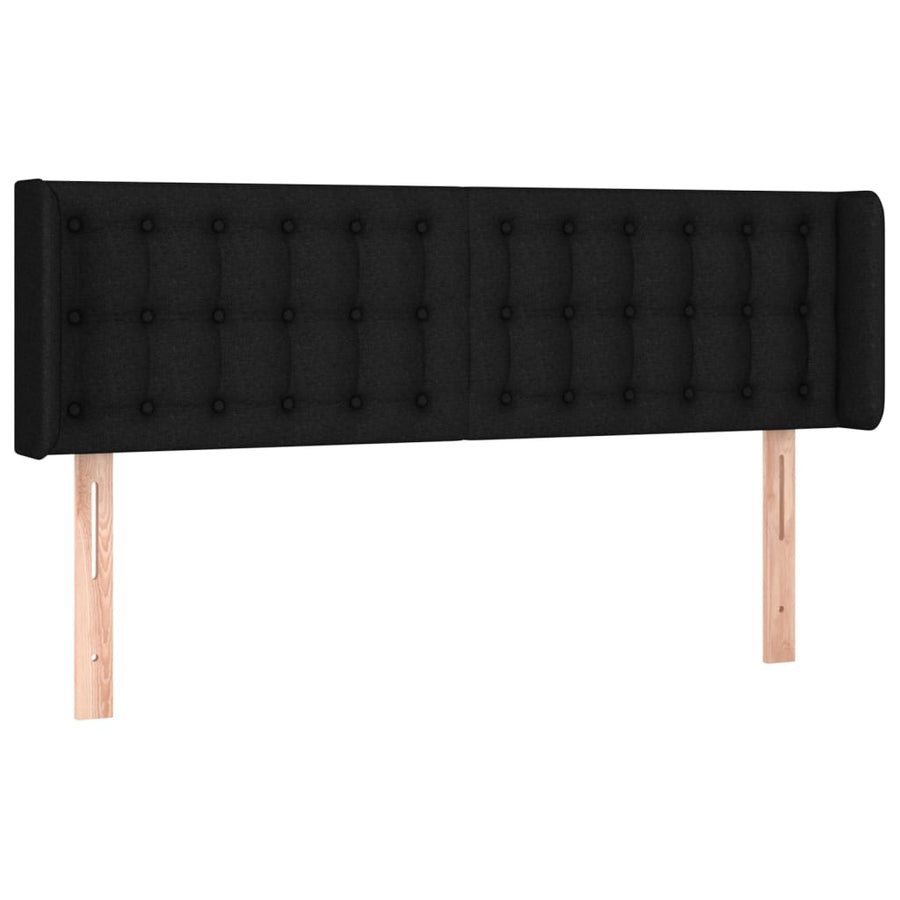 Hoofdbord Met Randen Stof 147 x 16 x 78/88 cm Zwart