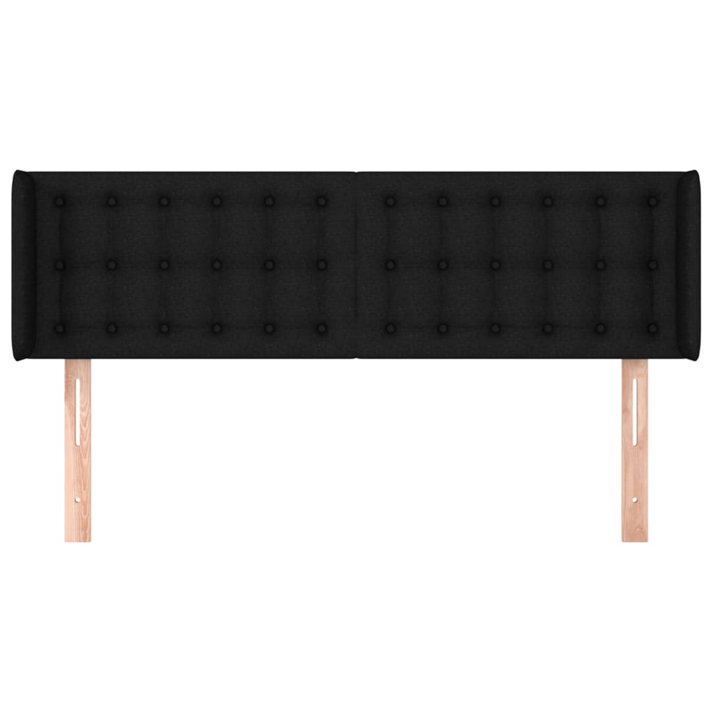 Hoofdbord Met Randen Stof 147 x 16 x 78/88 cm Zwart