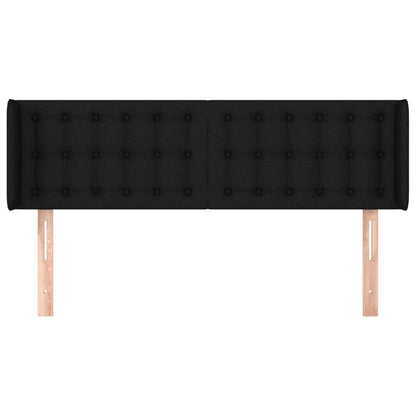 Hoofdbord Met Randen Stof 147 x 16 x 78/88 cm Zwart