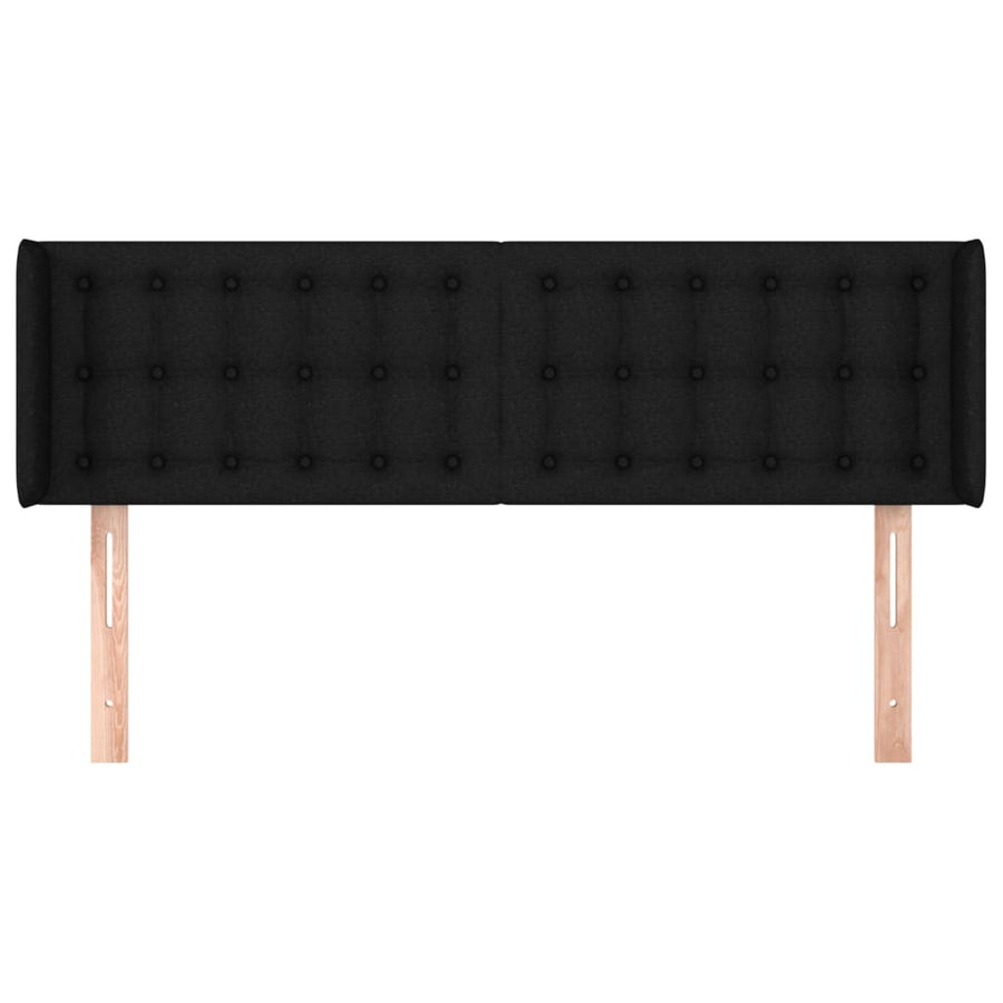 Hoofdbord Met Randen Stof 147 x 16 x 78/88 cm Zwart