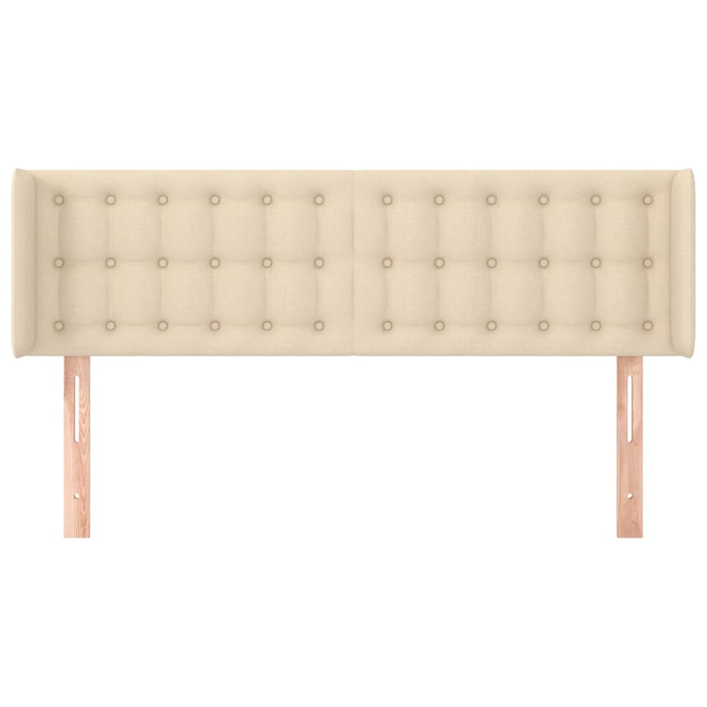Hoofdbord Met Randen Stof Kleurig 147 x 16 x 78/88 cm Crème