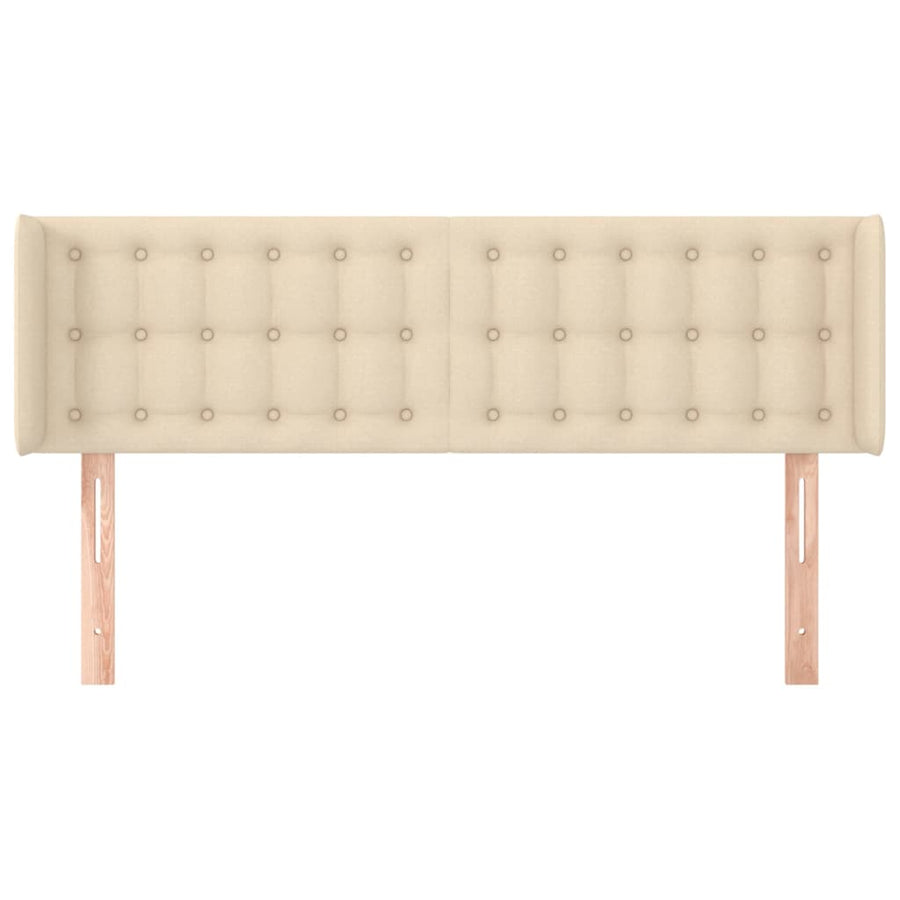 Hoofdbord Met Randen Stof Kleurig 147 x 16 x 78/88 cm Crème