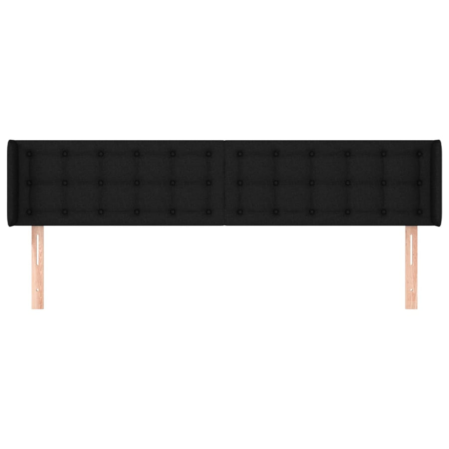 Hoofdbord Met Randen Stof 163 x 16 x 78/88 cm Zwart