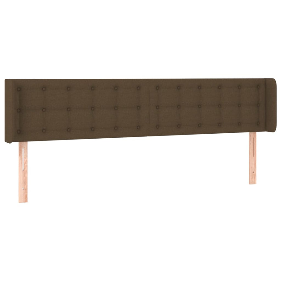 Hoofdbord Met Randen Stof 163 x 16 x 78/88 cm Donkerbruin
