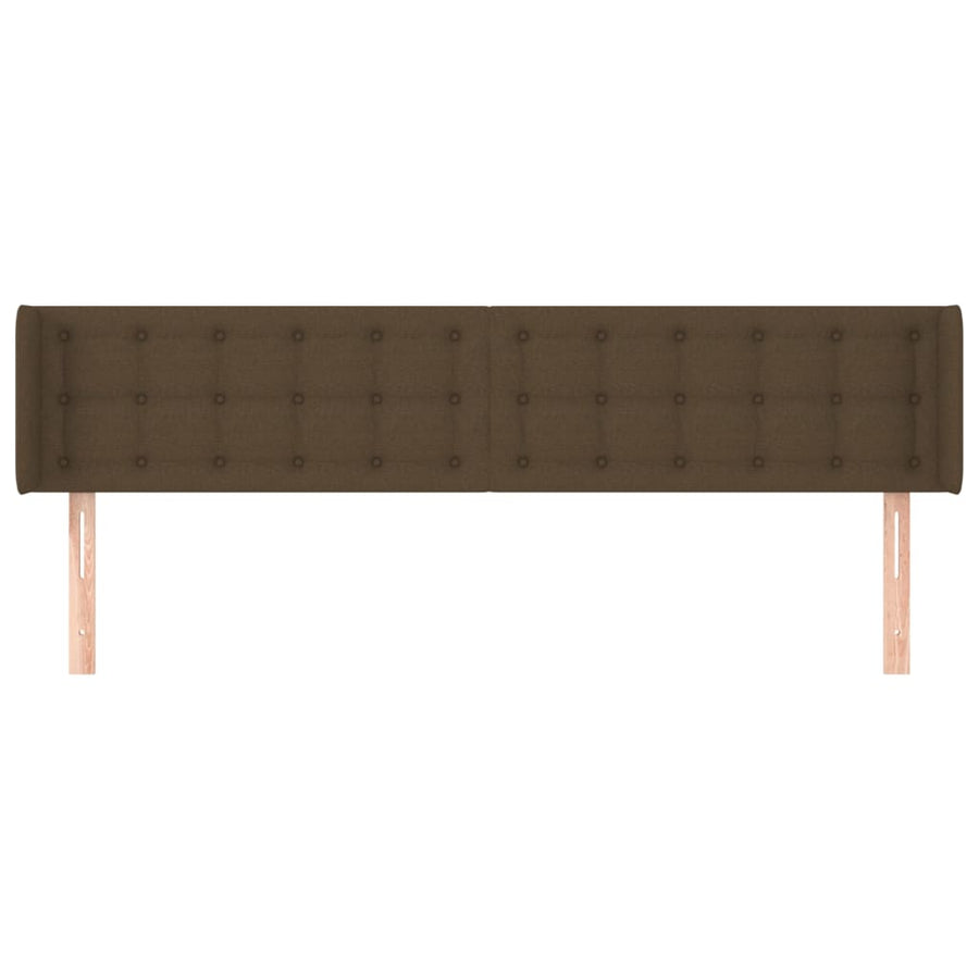 Hoofdbord Met Randen Stof 163 x 16 x 78/88 cm Donkerbruin
