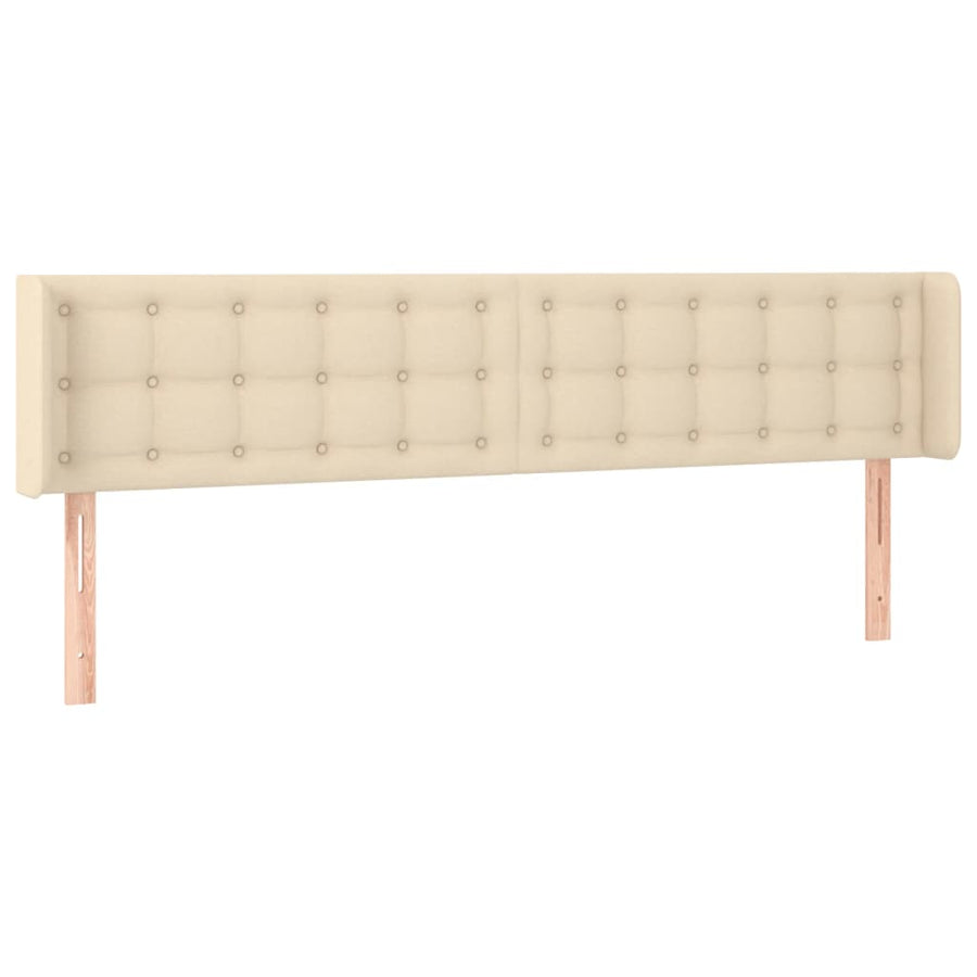 Hoofdbord Met Randen Stof Kleurig 163 x 16 x 78/88 cm Crème