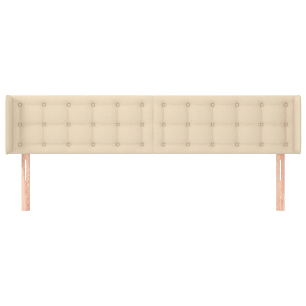 Hoofdbord Met Randen Stof Kleurig 163 x 16 x 78/88 cm Crème