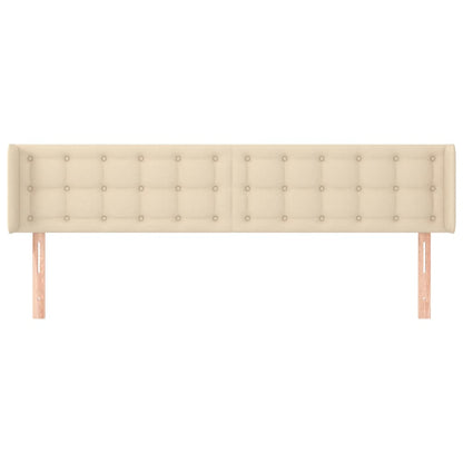 Hoofdbord Met Randen Stof Kleurig 163 x 16 x 78/88 cm Crème