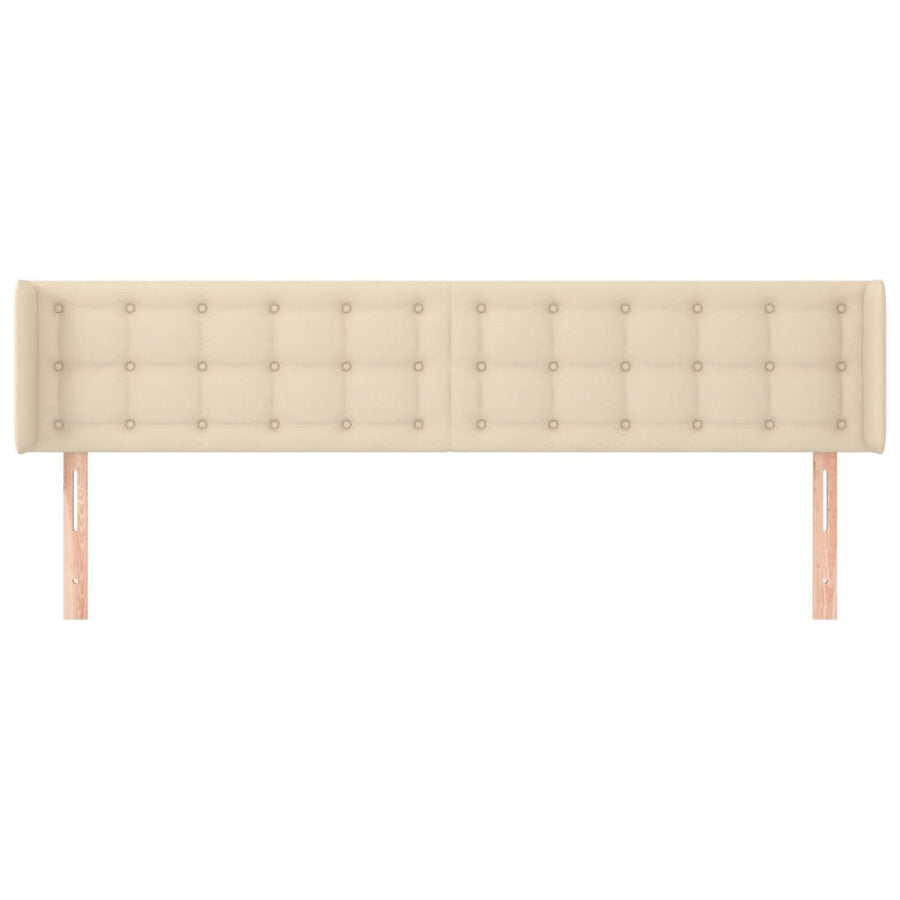 Hoofdbord Met Randen Stof Kleurig 163 x 16 x 78/88 cm Crème