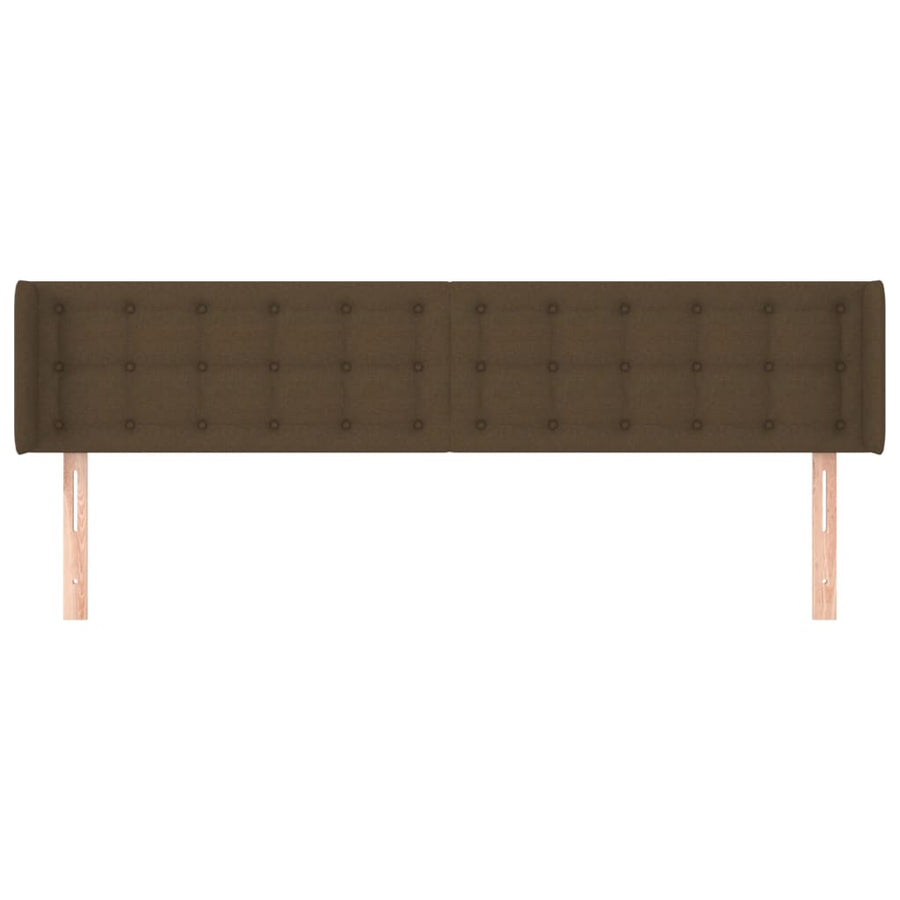Hoofdbord Met Randen Stof 183 x 16 x 78/88 cm Donkerbruin