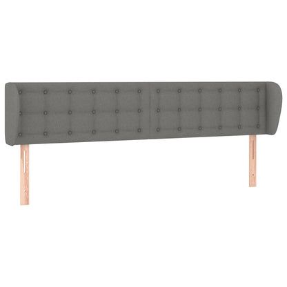Hoofdbord Met Randen Stof 203 x 16 x 78/88 cm Donkergrijs