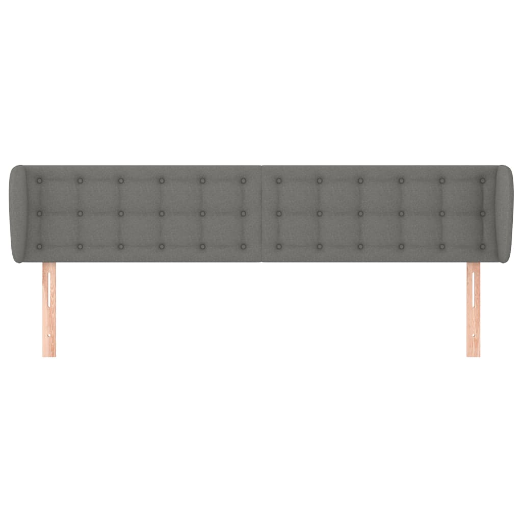 Hoofdbord Met Randen Stof 203 x 16 x 78/88 cm Donkergrijs