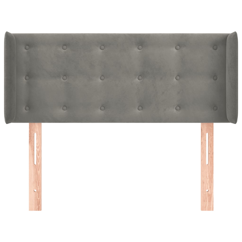 Hoofdbord Met Randen Fluweel 83 x 16 x 78/88 cm Lichtgrijs