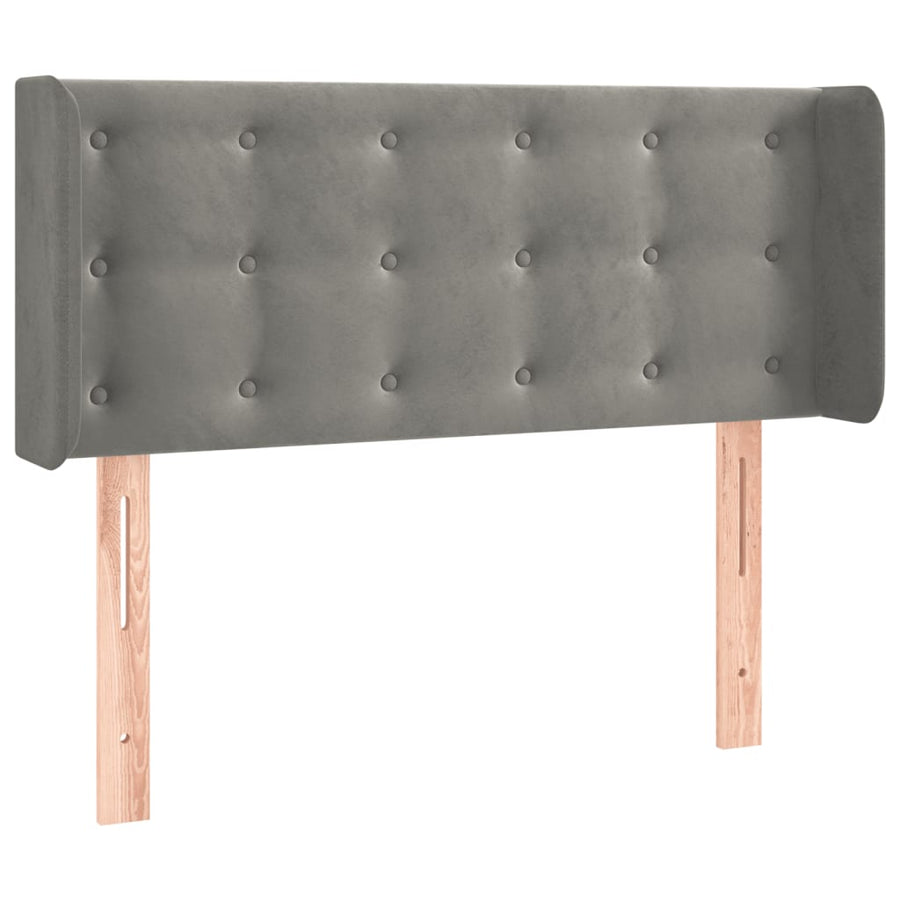Hoofdbord met randen 93x16x78/88 cm fluweel lichtgrijs