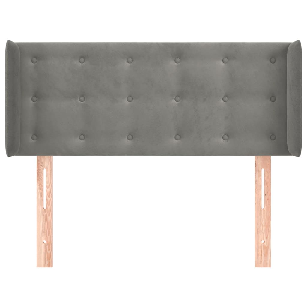 Hoofdbord Met Randen Fluweel 103 x 16 x 78/88 cm Lichtgrijs