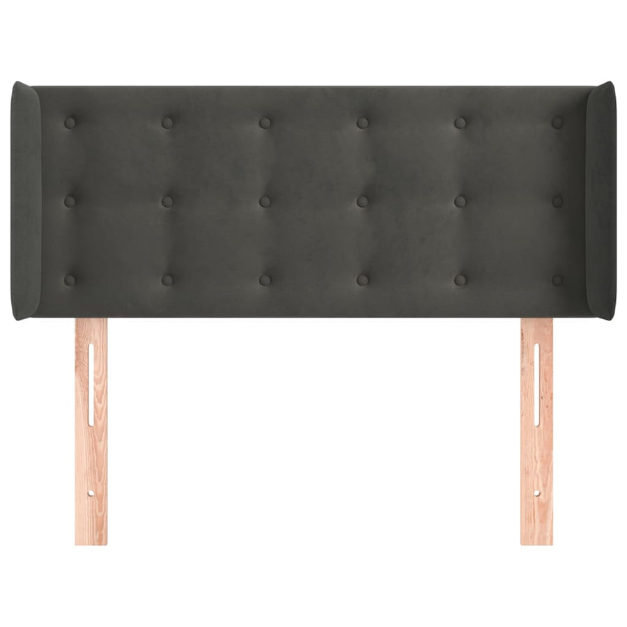 Hoofdbord Met Randen Fluweel 103 x 16 x 78/88 cm Donkergrijs