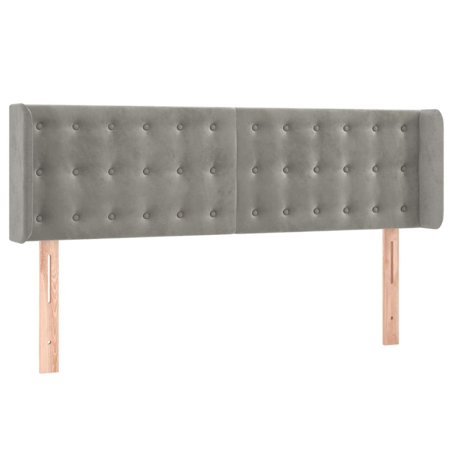 Hoofdbord Met Randen Fluweel 147 x 16 x 78/88 cm Lichtgrijs