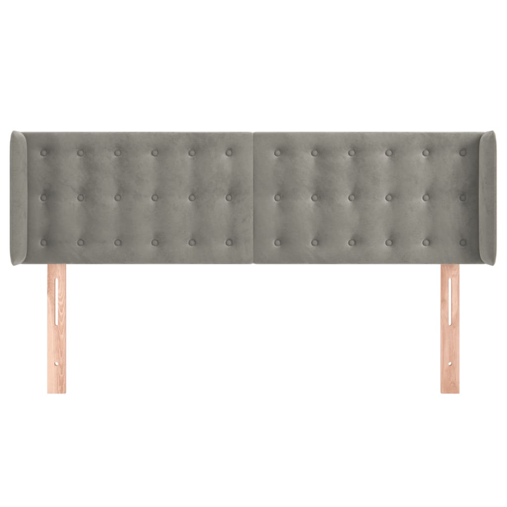 Hoofdbord Met Randen Fluweel 147 x 16 x 78/88 cm Lichtgrijs