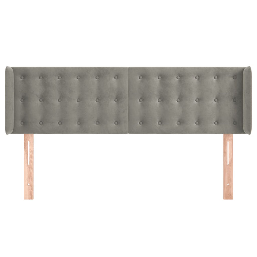 Hoofdbord Met Randen Fluweel 147 x 16 x 78/88 cm Lichtgrijs