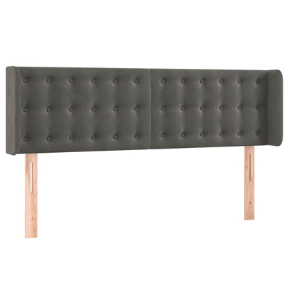 Hoofdbord Met Randen Fluweel 147 x 16 x 78/88 cm Donkergrijs