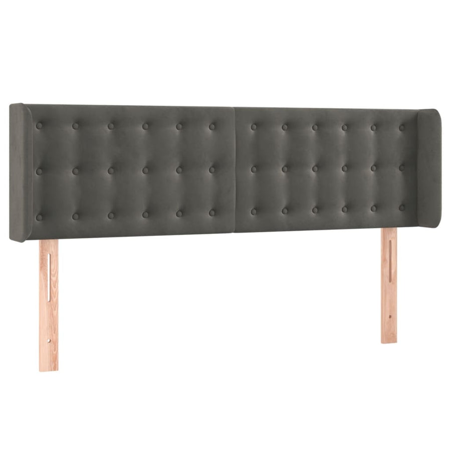 Hoofdbord Met Randen Fluweel 147 x 16 x 78/88 cm Donkergrijs