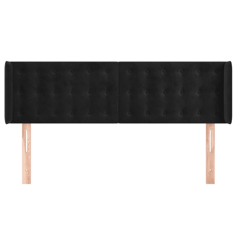 Hoofdbord Met Randen Fluweel 147 x 16 x 78/88 cm Zwart