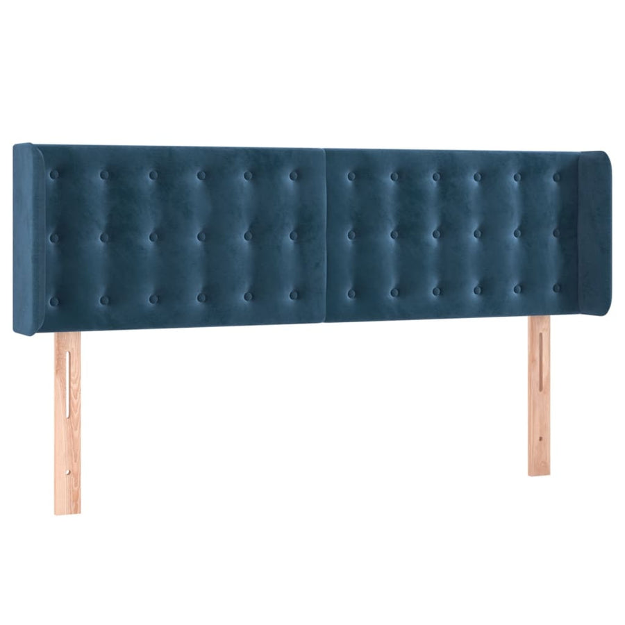 Hoofdbord Met Randen Fluweel 147 x 16 x 78/88 cm Donkerblauw