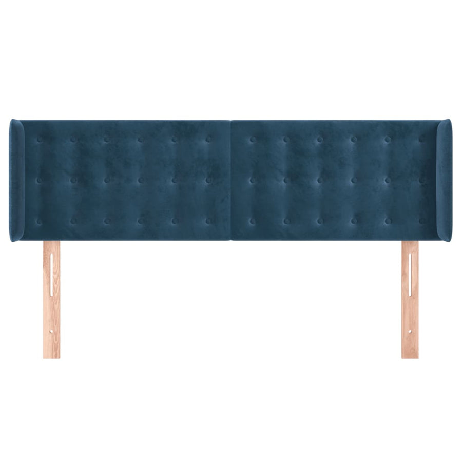 Hoofdbord Met Randen Fluweel 147 x 16 x 78/88 cm Donkerblauw