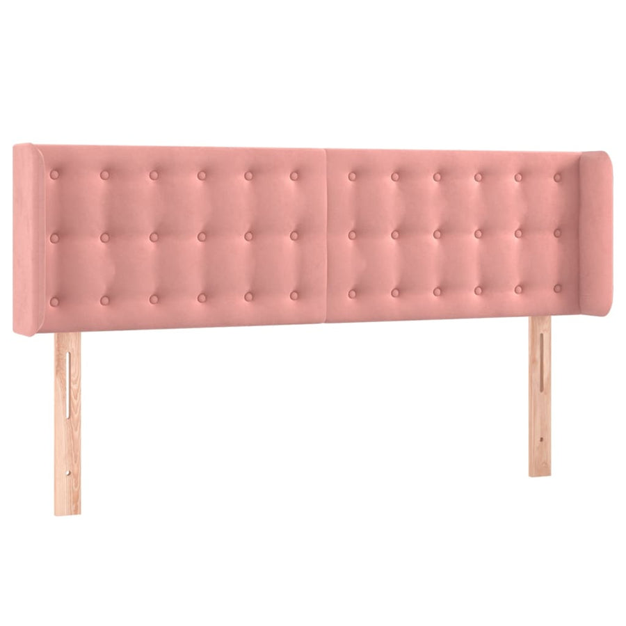 Hoofdbord Met Randen Fluweel 147 x 16 x 78/88 cm Roze