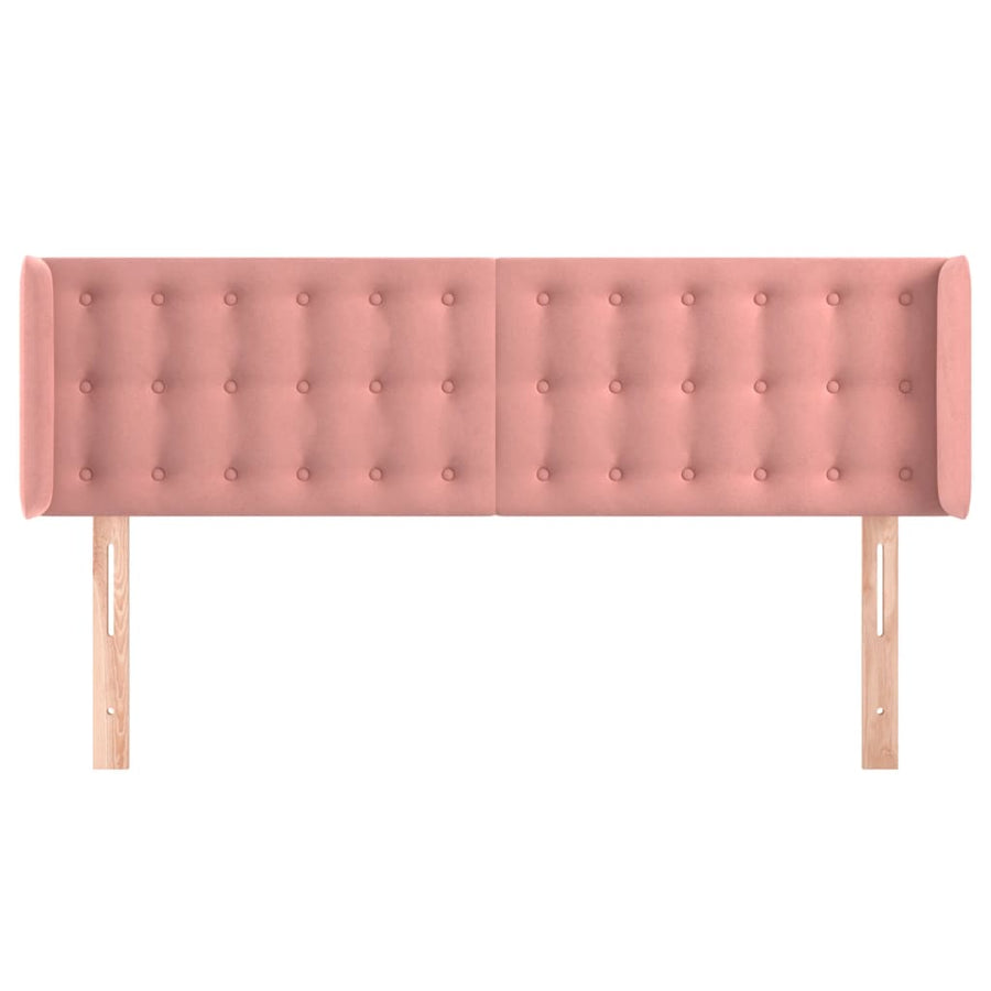 Hoofdbord Met Randen Fluweel 147 x 16 x 78/88 cm Roze