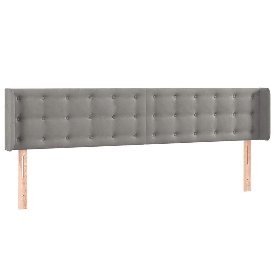 Hoofdbord Met Randen Fluweel 163 x 16 x 78/88 cm Lichtgrijs