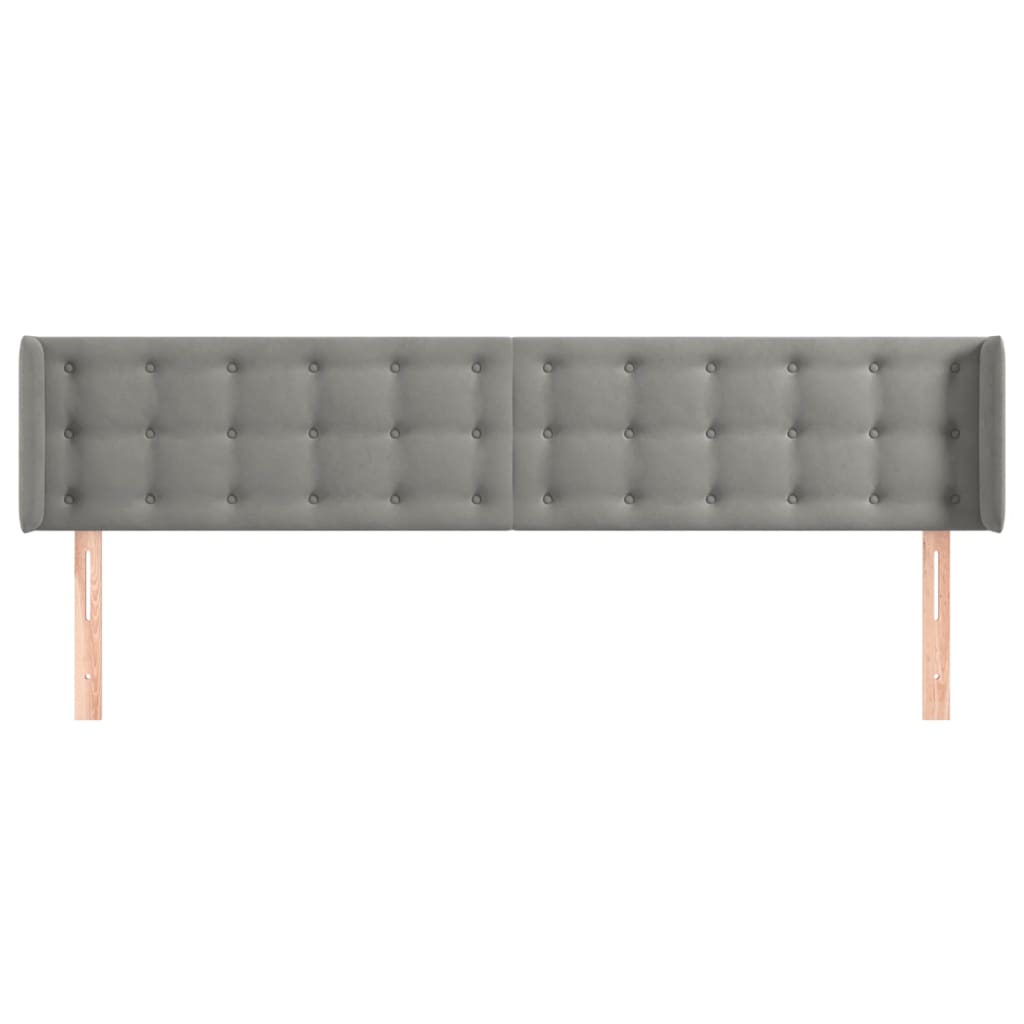 Hoofdbord Met Randen Fluweel 163 x 16 x 78/88 cm Lichtgrijs