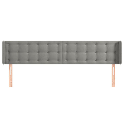 Hoofdbord Met Randen Fluweel 163 x 16 x 78/88 cm Lichtgrijs
